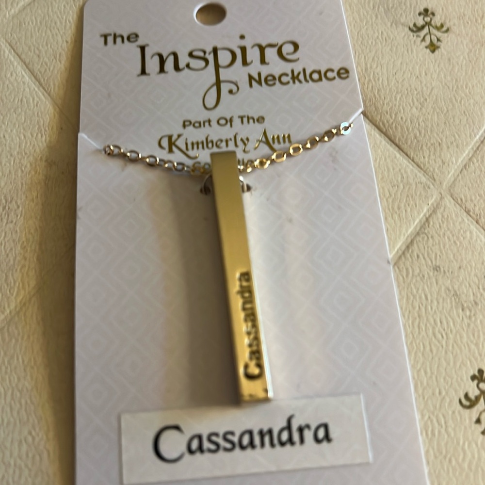 Gold-Tone Inspire Name Necklace “Cassandra “